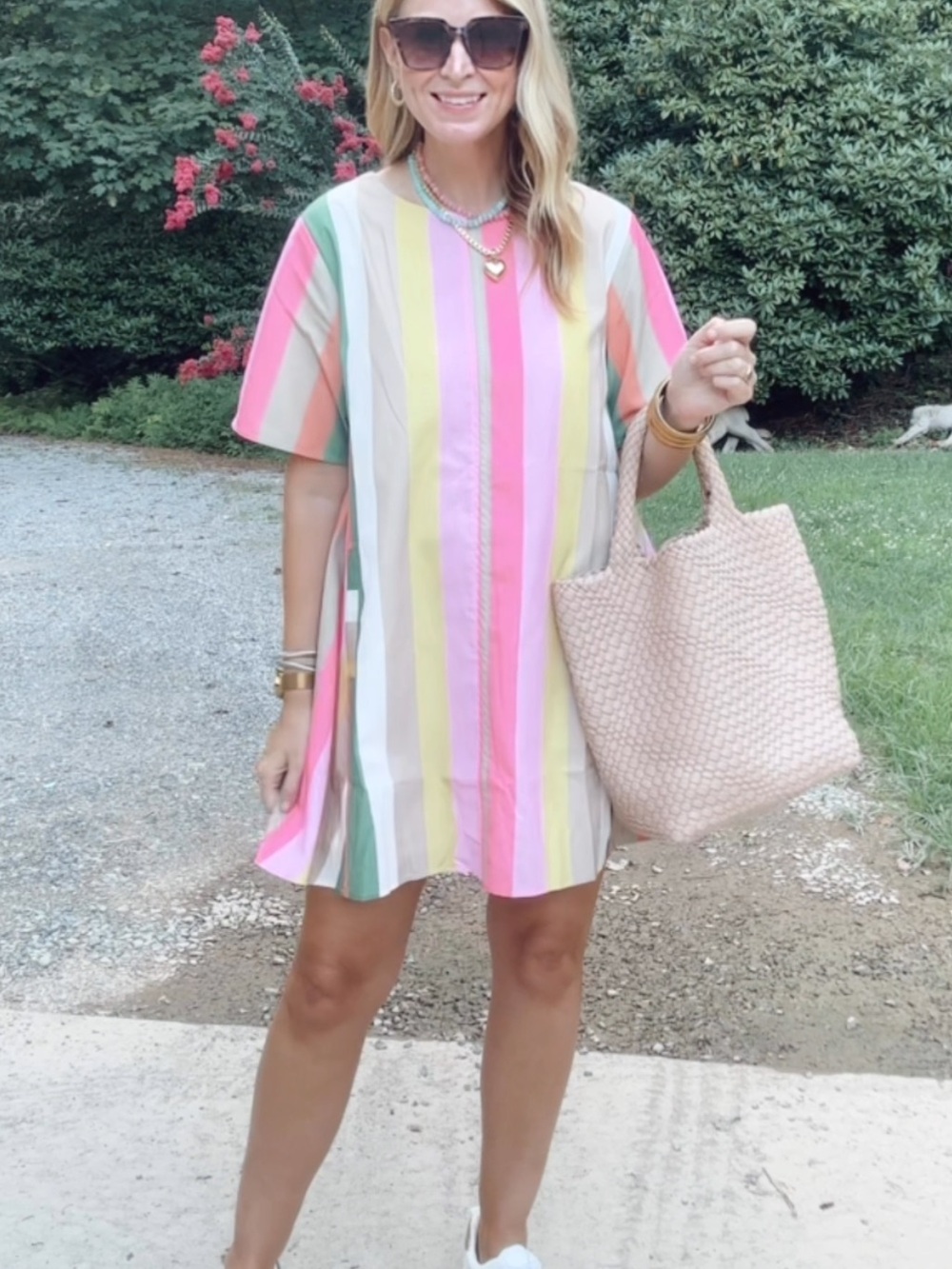 Striped Multicolor Mini Dress - Pink & Pastel Stripes